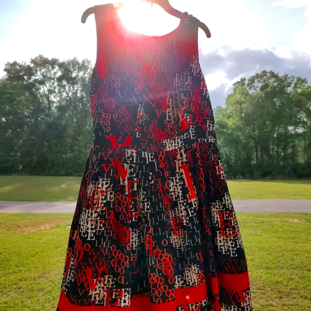 Jessica Simpson "LOVE" Fit & Flare Dress, Knee Length, Lined, V-back, Sz. 14